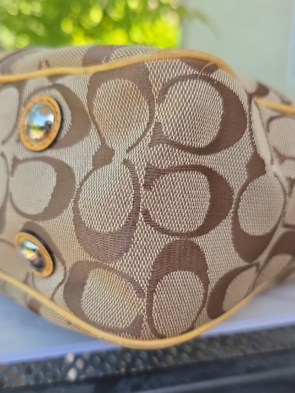 Coach Y2K Nancy Brown Signature Canvas Leather Shoulder Tote Bag Zebra Stripe - Picture 15 of 16